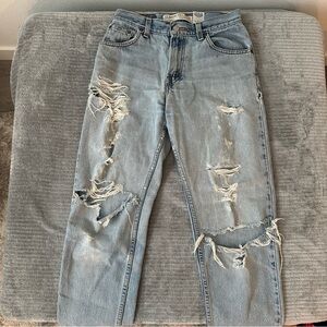 Women’s 1990s LEVIS Red Tab 550 Light Wash Distressed Vintage Denim Size 6